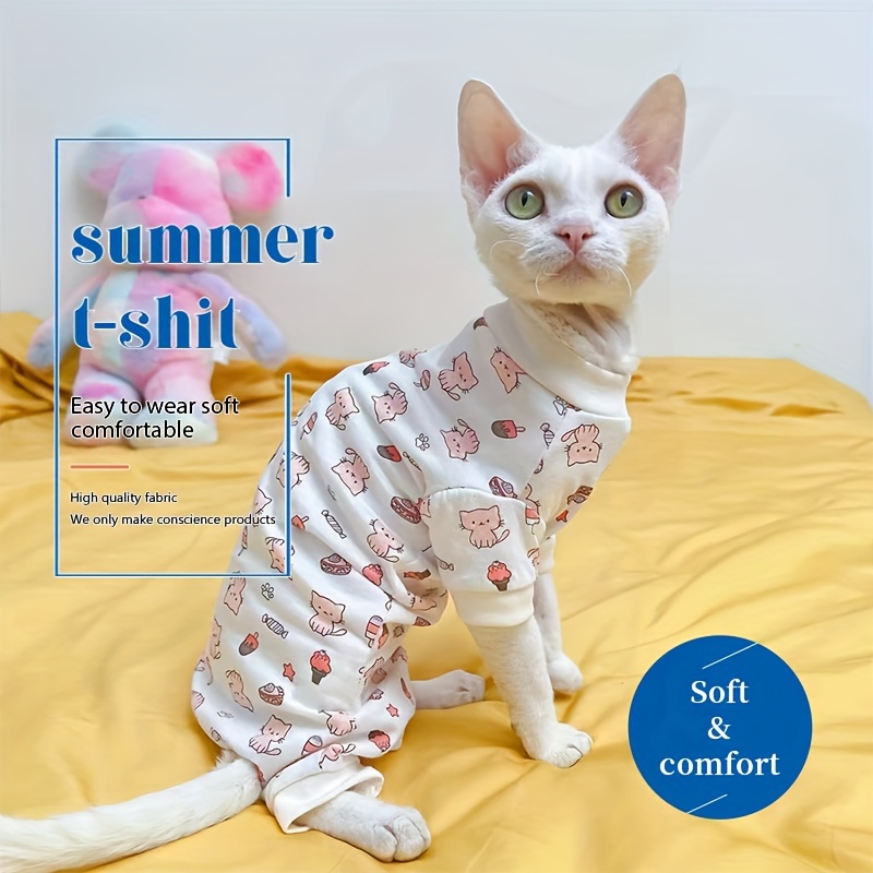 

Pattern Soft Pet Pajamas For - Comfy, 100% Polyester Onesie With High Neckline And Cute Ears, Spring/summer/fall - Easy Pullover Style For Small To Large Breeds