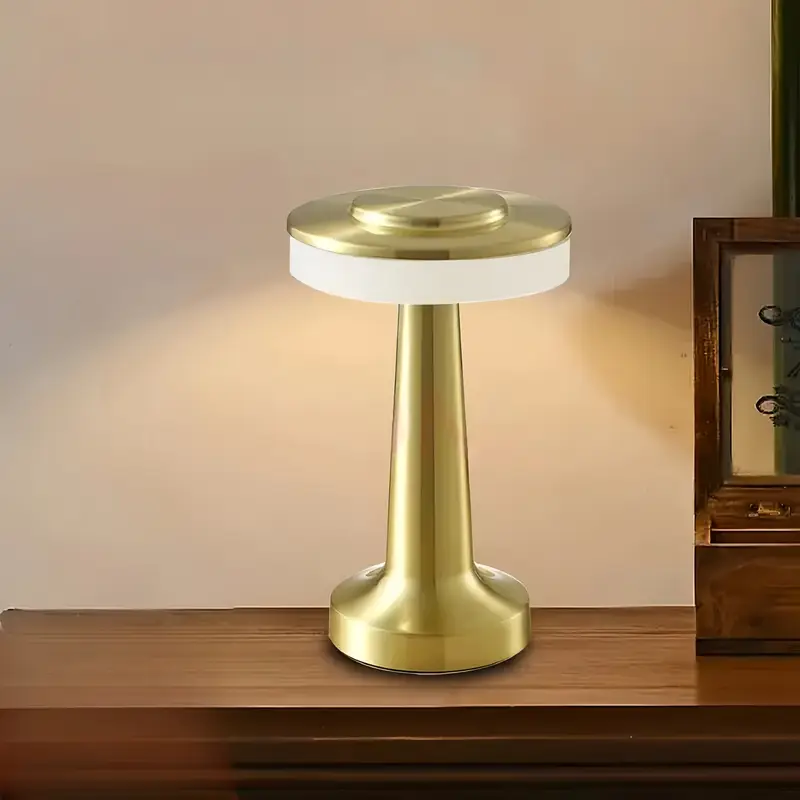 1 round usb charging table lamp golden metal touch dimmer 3 color night light halloween christmas decorative bedside lamp suitable for home bedroom living room decoration Product details 8
