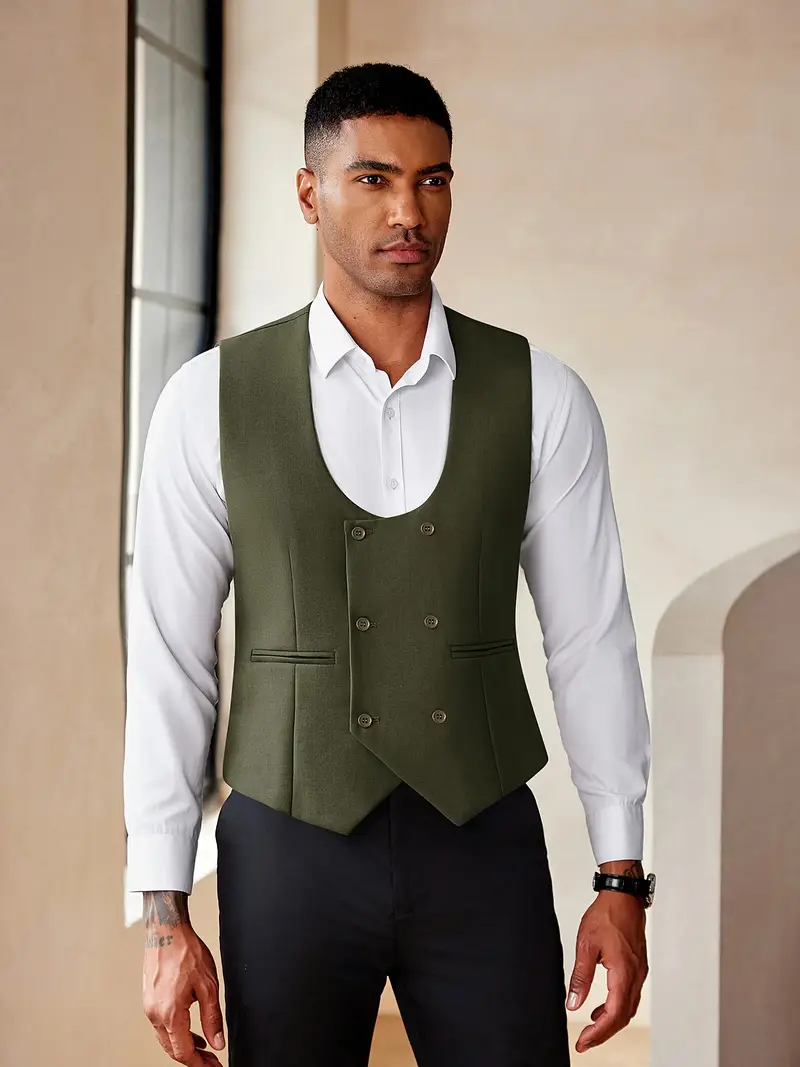 mens suit vests fit double breasted dress vest casual - Temu mens suit vests fit double breasted dress vest casual - Temu