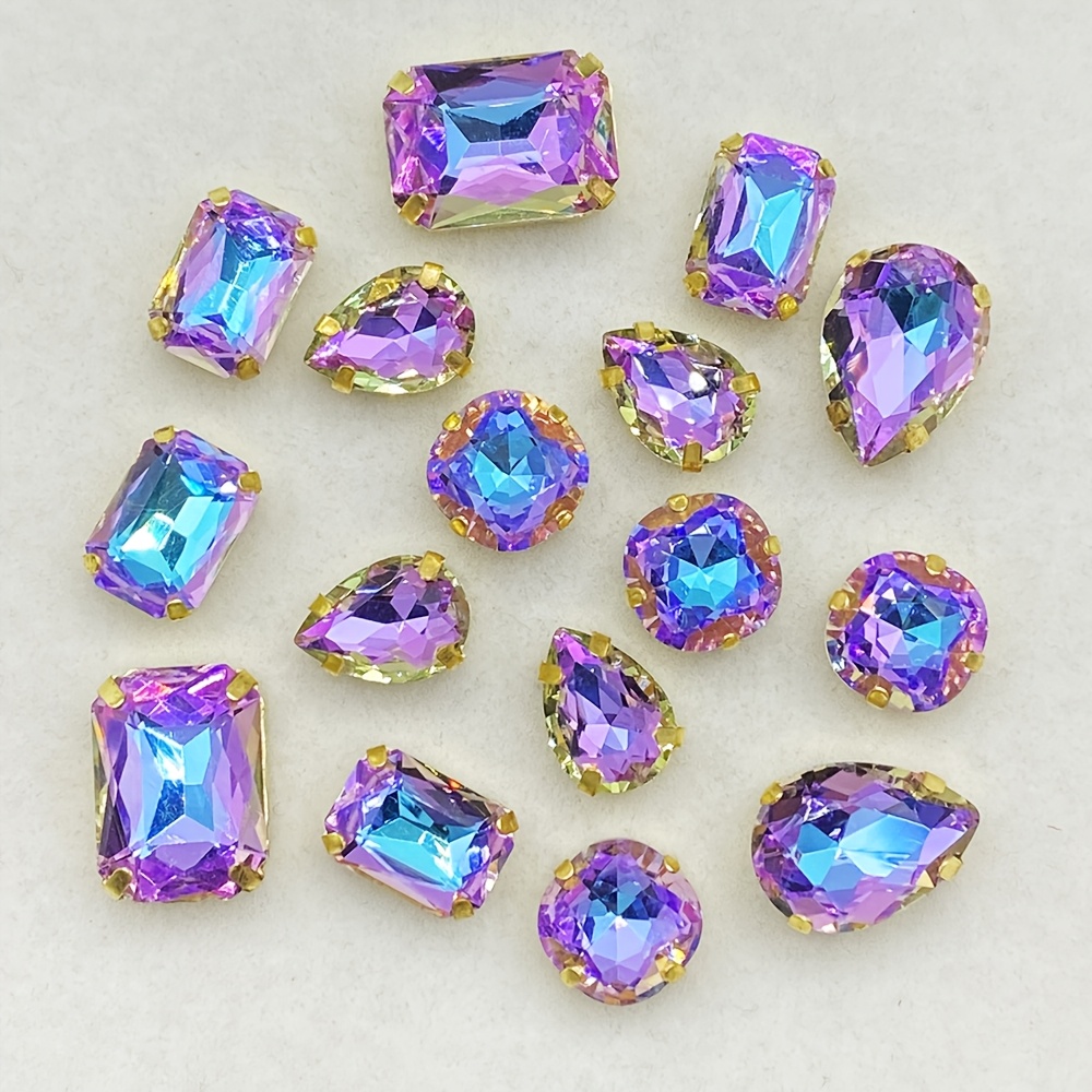 Image of A Pack Of 16 Copper-backed K9 Rhinestones For Hand-sewing, , Shoes, Hats, Bags, And Decorative Rhinestones