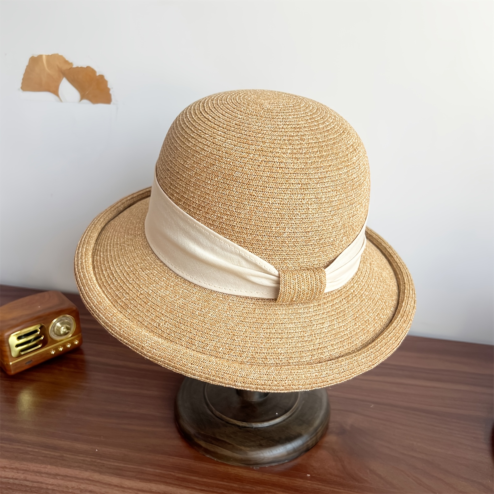 vintage rolled edge sun hat women featuring a french bow - Temu display picture 2