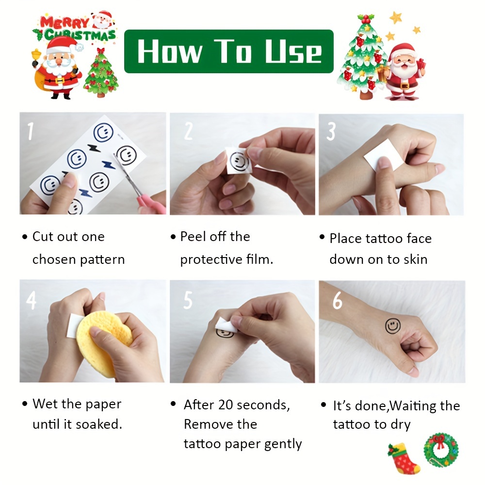 Tatuajes Temporales De Navidad – 16 Hojas Con 240 Diseños – Fáciles De Aplicar – Regalo Divertido Para Niños Y Fiestas