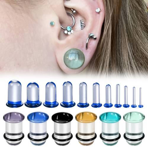 2pcs simple glass ear gauges plugs comfy expander stretchers piercing hypoallergenic body jewelry for daily and party occasion
