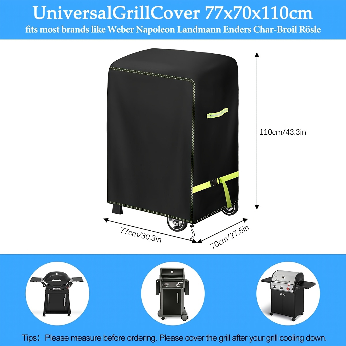 TEMU Bbq Grill Cover With & Windproof Shield Suitable For Use, Adjustable Closure, Uv-resistant Fabric Cover For Outdoor Grill, Fits For Barbecue And