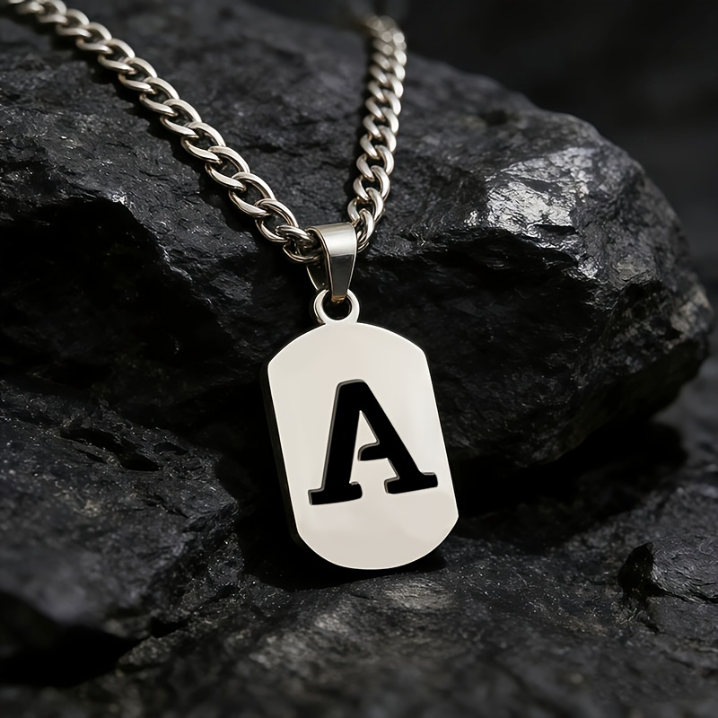 TEMU Collana con ciondolo a quadrata , una delle 26, stile minimalista, resistente allo sbiadimento, per spostamenti quotidiani, coppie e migliori ,