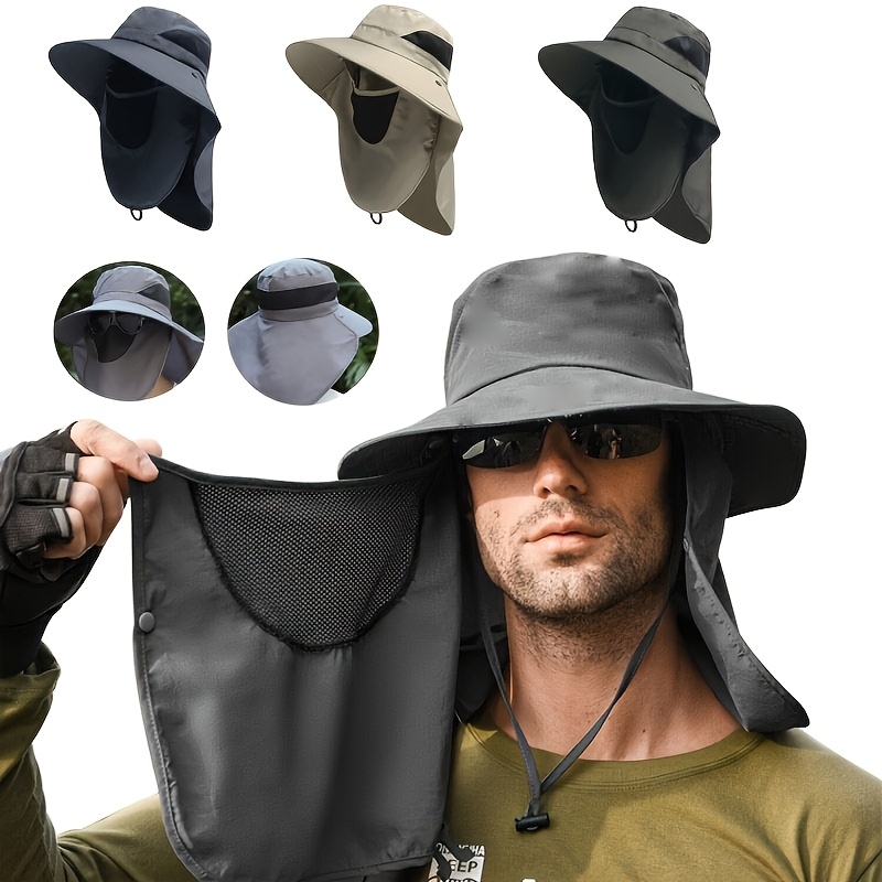 imagen del artículo paquete de 2 gorras para exteriores, gorras de pescador unisex de   rápido con ala ajustable, malla transpirable y mascarilla facial removible, ideal para actividades al aire libre y para regalar