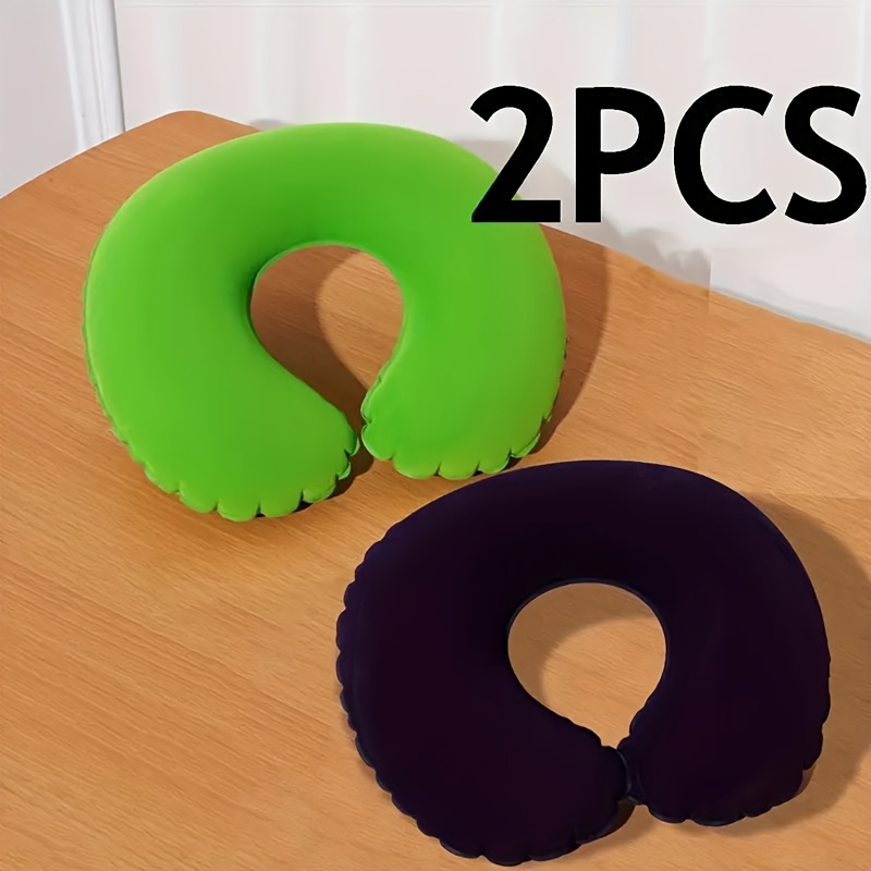 TEMU 2pcs Inflatable U-shaped Pillows Suitable For Travel - Portable Neck & Nap Pillows, Lightweight With Easy Fold Design, Inflate For Flights,,