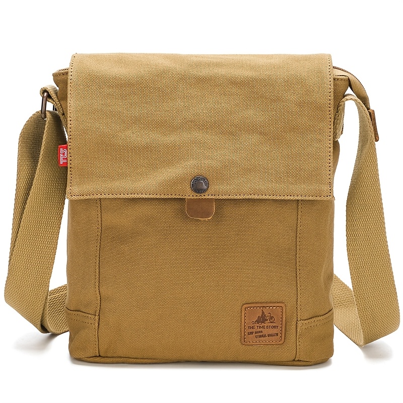 Image of Casual Canvas Bag New Crossbody Backpack Small Square Bag Vertical Flat Bag Korean Style Shoulder Bag Trendy Crossbody Bag Bag