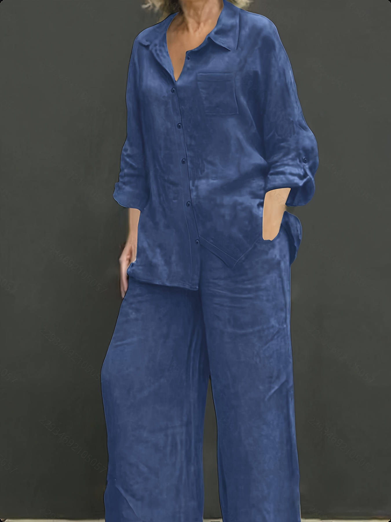 spring summer womens fashion casual comfortable linen shirt and pants 2pcs set