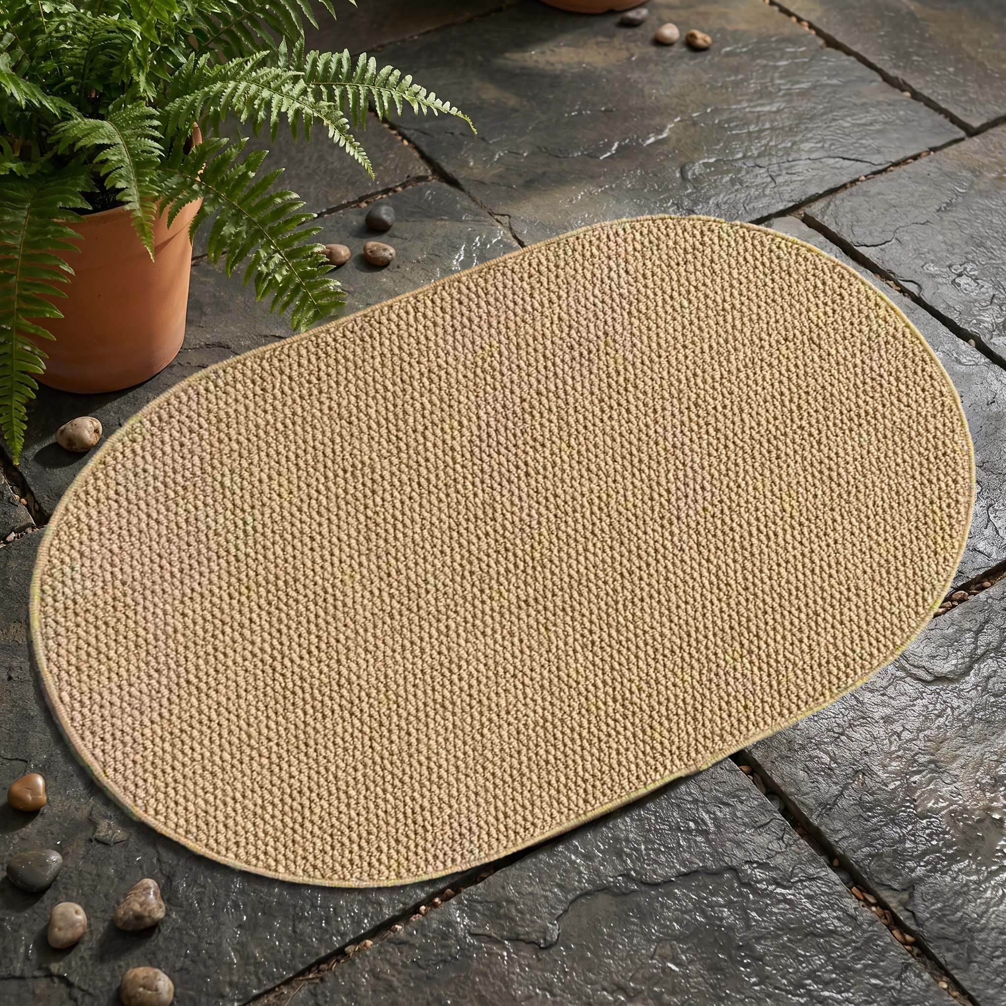 Handwoven Oval Sisal Rug with Non-Slip TPR Backing