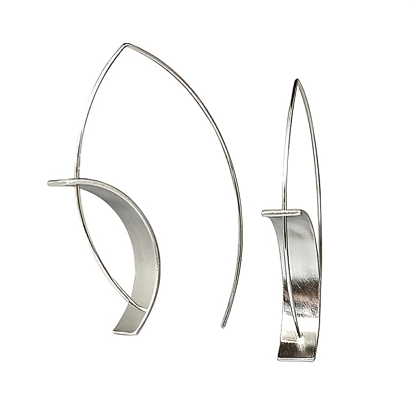 Women's Modern Asymmetrical Double Line Earrings, Trendy Design