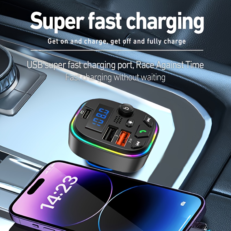 Автомобилен Bluetooth FM предавател с функция за отговаряне на обаждания. Може да зарежда мобилни телефони, таблети и други електронни устройства