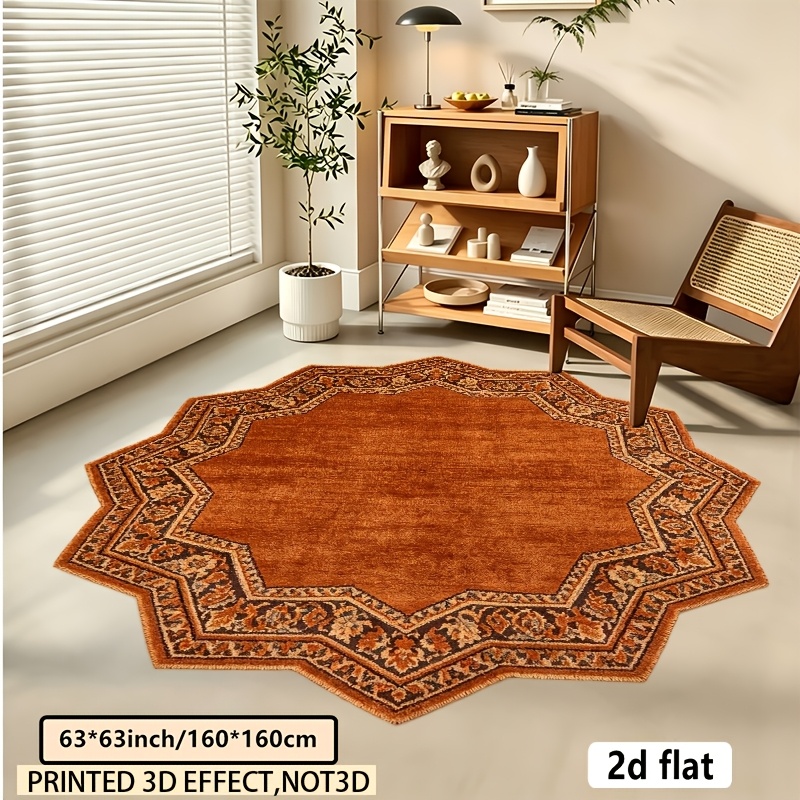 TEMU 2d Flat Creative Mat, Vintage Octagonal Mat, Irregular Shaped Mat, Universal For Bathroom, Living Room, Bedroom, Indoor/outdoor Doormat, Machine