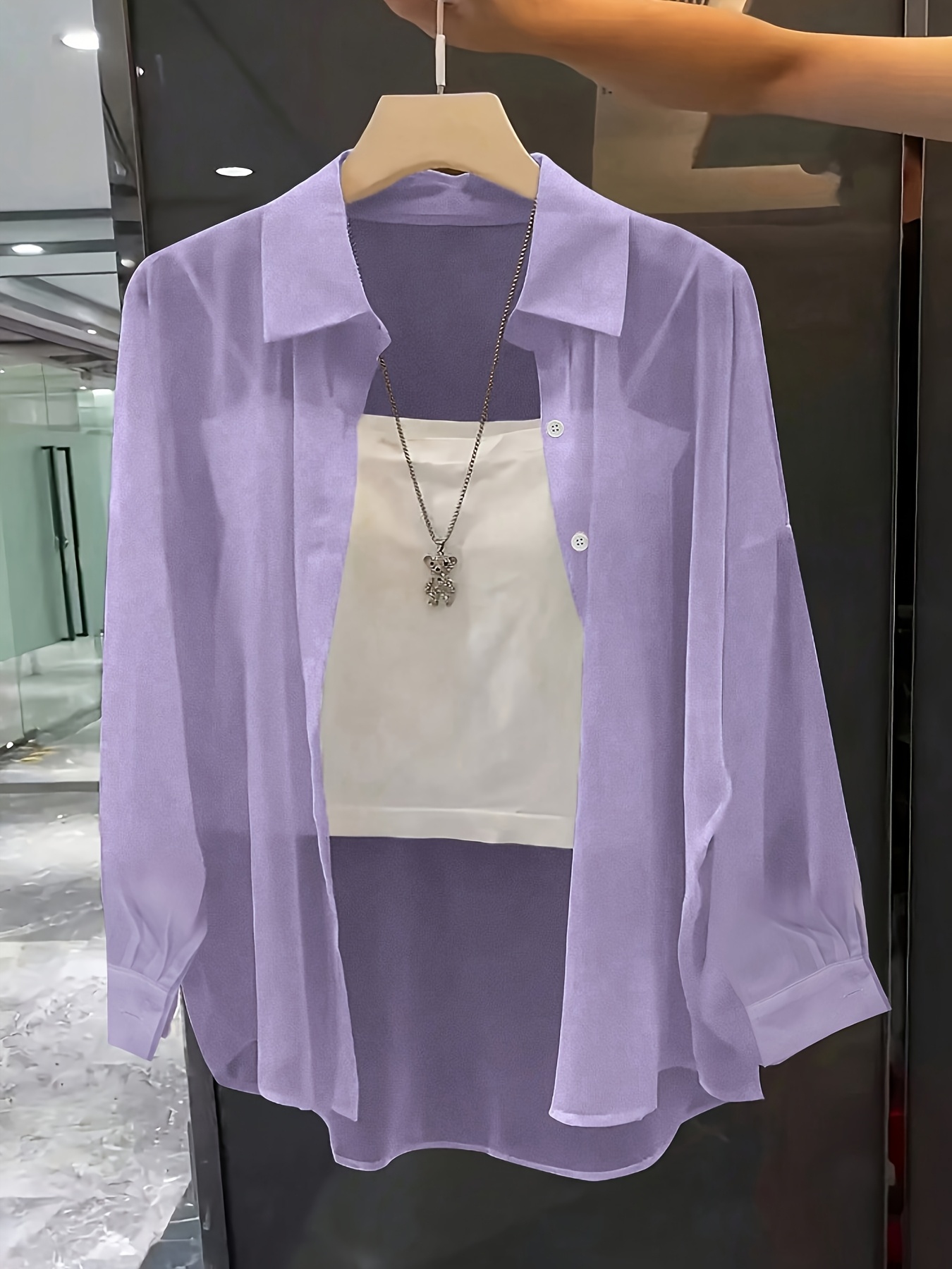 トップス ollun tamago sheer blouse Women Summer Black Sheer T-Shirt Long Sleeve V Neck Tie Up