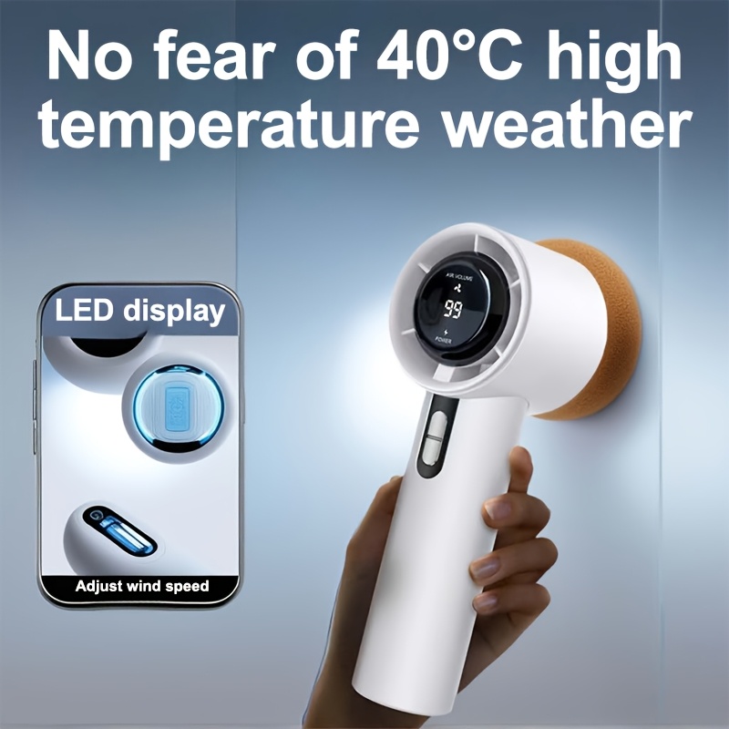 1pc Rechargeable Handheld Turbo Fan - Portable USB Rechargeable Fan with 13000 RPM High-Speed Adjustable 100 Speeds, Compact Face Cooling for Indoor/Outdoor Use, Includes Free Lanyard, Sleek Handheld Cooler