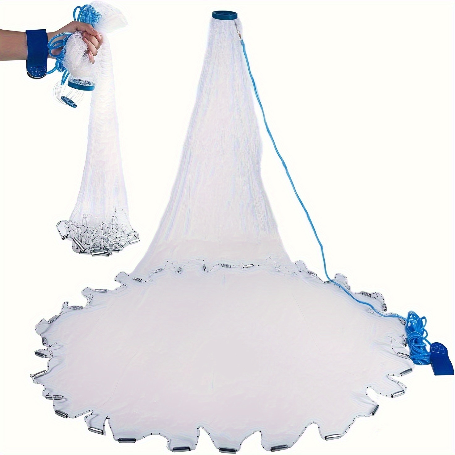 Advanced Monofilament Cast Net Fishing System - * 3FT-10ft Nets with  Storage Bucket, Quick- Towel & Shuttle Tool | * for * Spread & Fast Sinking