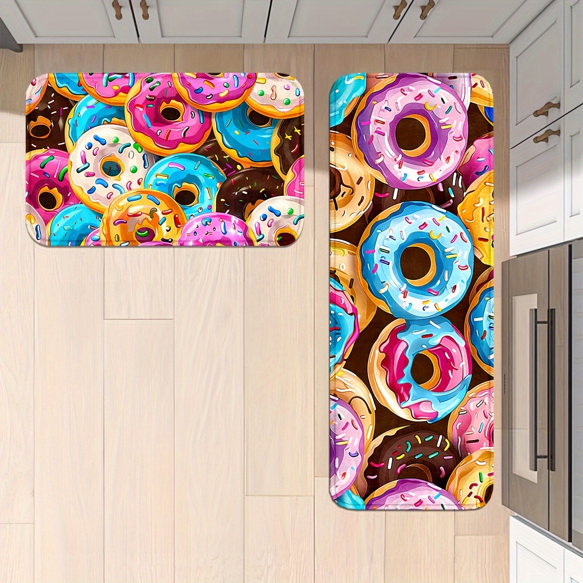 

Donut Dessert Kitchen Rugs - Non-slip, Machine Washable, Knit Weave Polyester Mats - Durable Comfort Runner Rugs For Home, Office, Kitchen, Sink, Laundry - Versatile Sizes Available