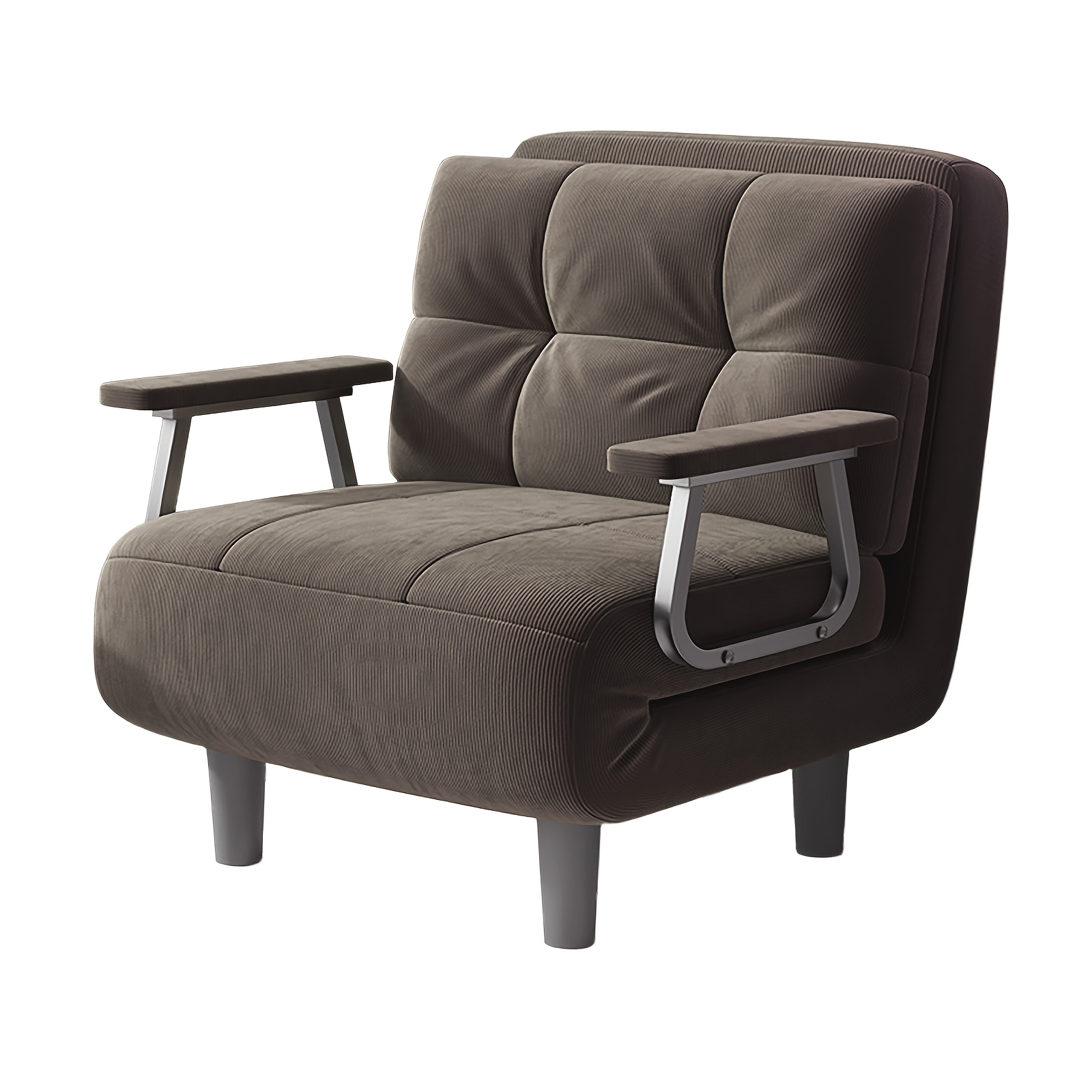 Single-person Foldable Sofa Bed, Corduroy, Adjustable Backrest, Strong Support, Multifunctional Recliner With Pillow And Metal Armrests, Suitable For Bedrooms