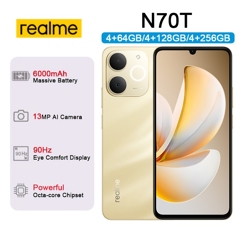 Smartphone Realme Note 70T Desbloqueado 4+64GB/4+128GB/4+256GB - Batería Masiva de 6000...