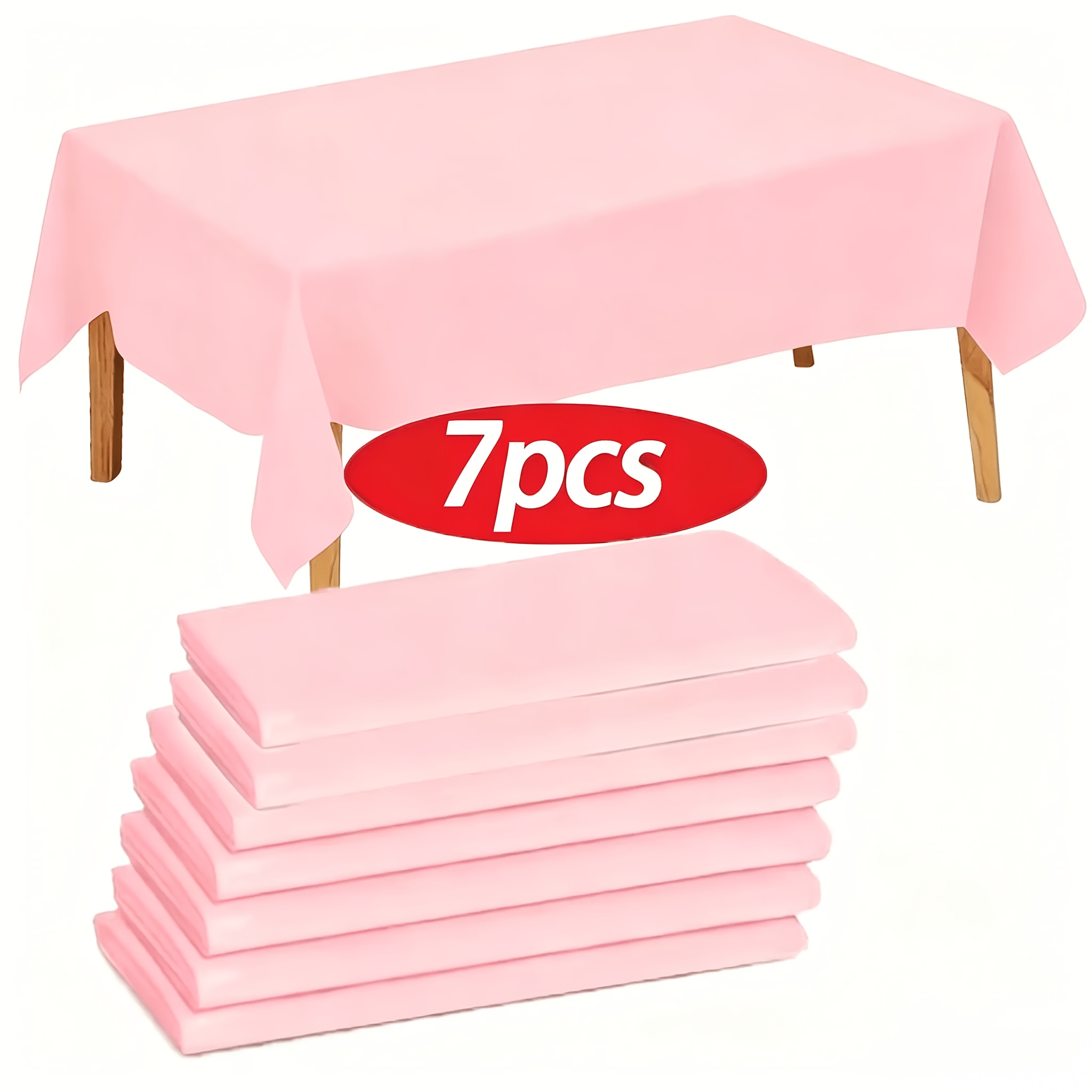 TEMU Tablecloth - For Party Tablecloth, Plastic Light Pink Tablecloth, Rectangular For Party Tablecloth, Suitable For Parties, Weddings, Birthdays,