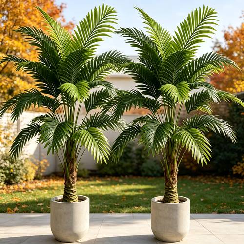 2 extra large artificial palm trees outdoor artificial greenery sun resistant and rainproof outdoor plants outdoor garden landscaping essential suitable for villa courtyards leisure corners sunrooms and pool areas in hotel