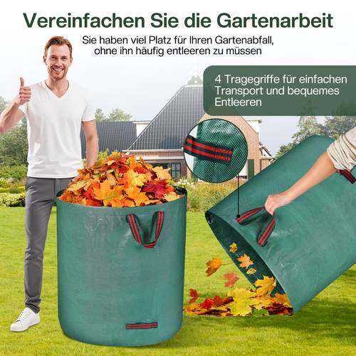 gartensacke, 3er-pack, je 272 liter - garten laubsäcke mit griffen - faltbar, hergestellt aus 150gsm polypropylen-gewebe, - für rasenschnitt, gartenabfälle, grünaufkommen und herabgefallene blätter