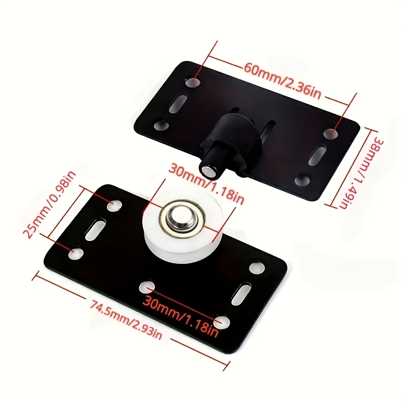 Image of 1 Set Wardrobe Sliding Door Pulley Sliding Door Additions Upper Wheel Lower Track Roller Old-fashioned Sliding Door Wheel Wheel Cabinet Door Wheel