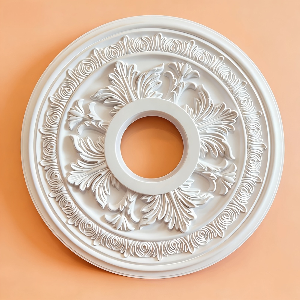 TEMU 1 Elegant White Pu Ceiling Decorative Disc | Suitable For Chandeliers, Fans, And Other Decorative Bases - Lightweight And , Classic Decorative