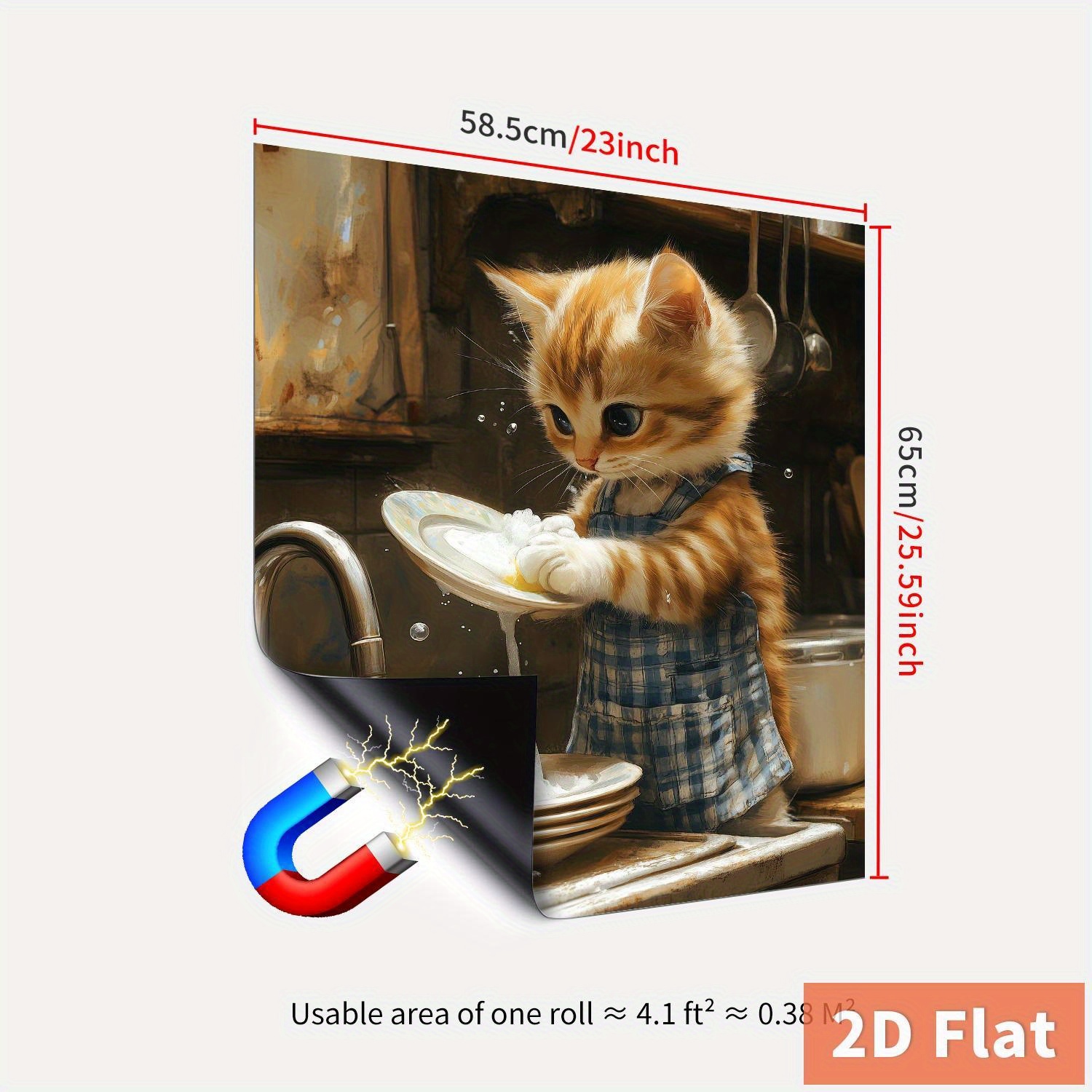 E-shop Einfach anzubringende Vinyl-Tierdruck Spülmaschinentürabdeckung - Magnetisch, Kein Kleber Nötig, zu Standardmodellen, Porträt-Orientierung,