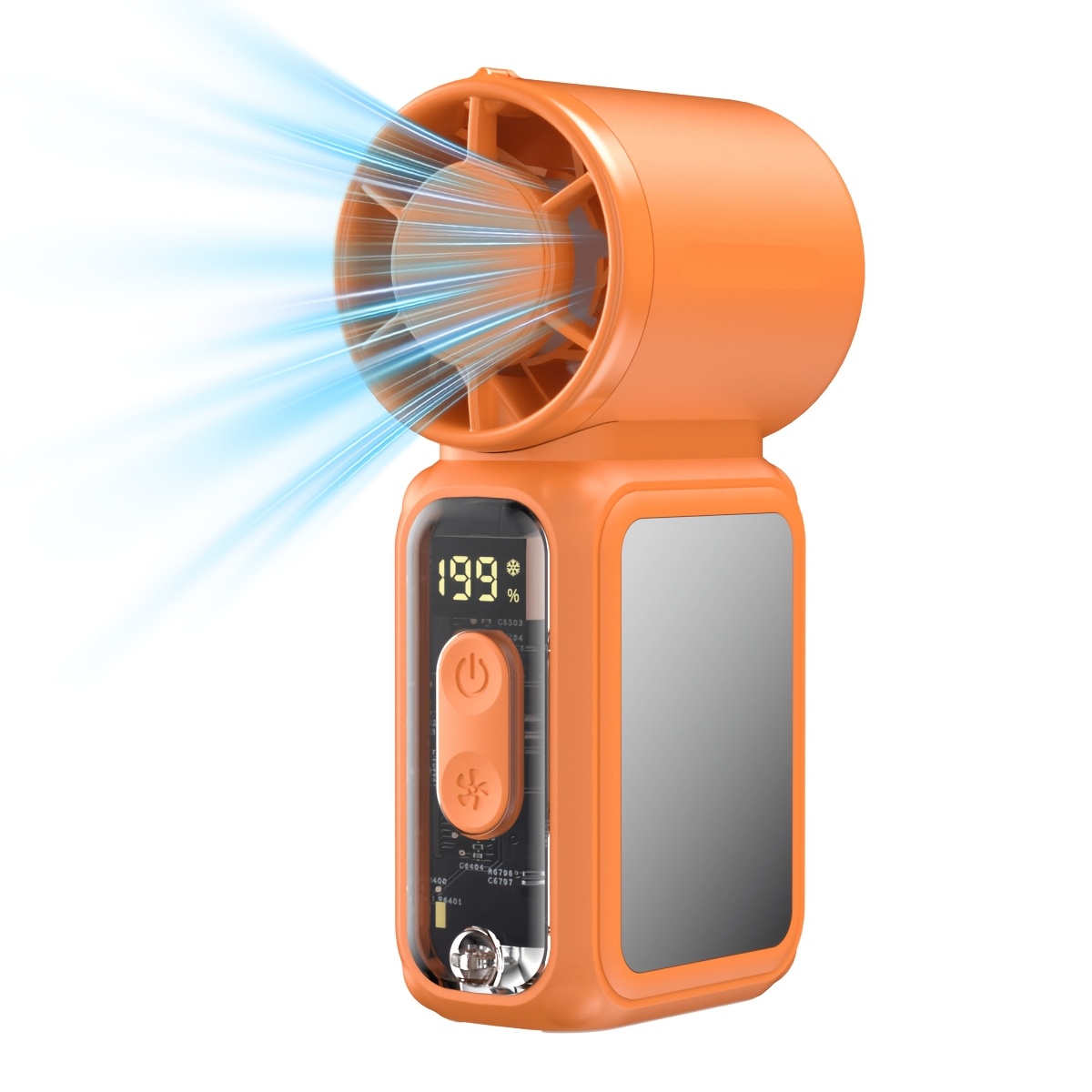   mini handheld fan with neck strap led screen portable   function rechargeable 3600mah battery 199 speed setting   outdoor activities like camping   birthday gift