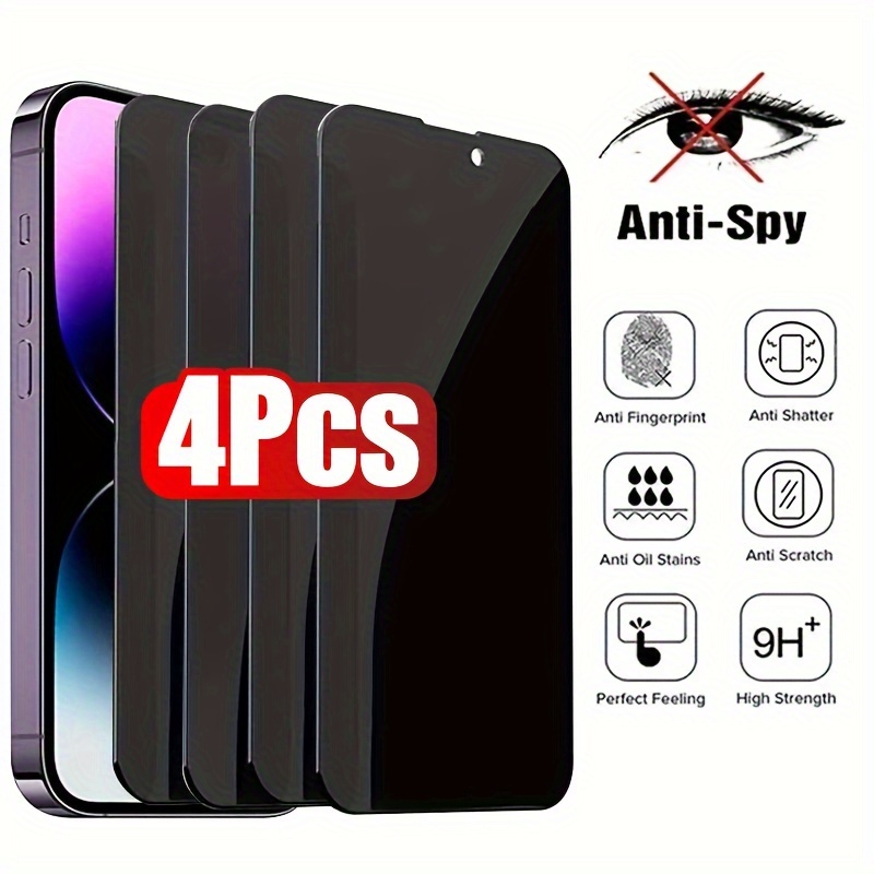 

4pcs -spy Tempered Protectors For , 15, 13, 11, 12, 14 Pro, , 7, 8 & 11 - Clear Display, -, -free Installation, And Oleophobic - Multiple Models