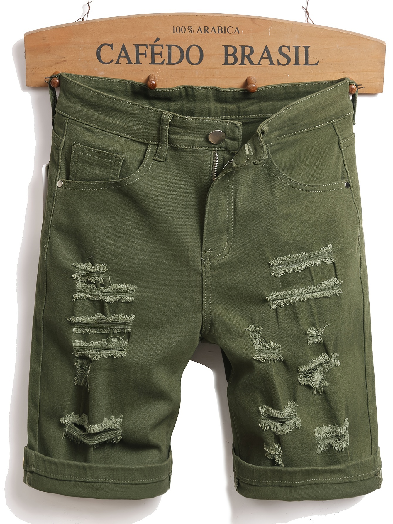 mens denim shorts casual white ripped straight shorts men's Temu