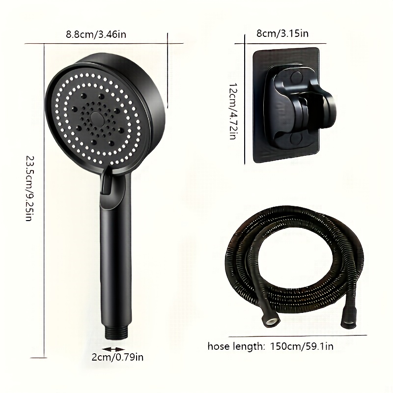 Image of 1 Set Handheld Showerhead 3pcs Set, 5 Adjustable Water Flow Showerhead, 1.5m Protective Shower Hose, No-drill Faucet, Bathroom Hardware, Bathroom Additions, Luxurious Shower Experience