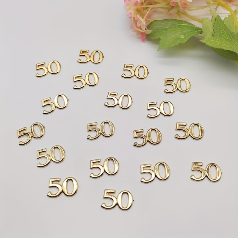 15pcs Per Pack Golden Plated Number 50 Birthday Party Anniversary Decorative Accessories, For Christmas, Halloween