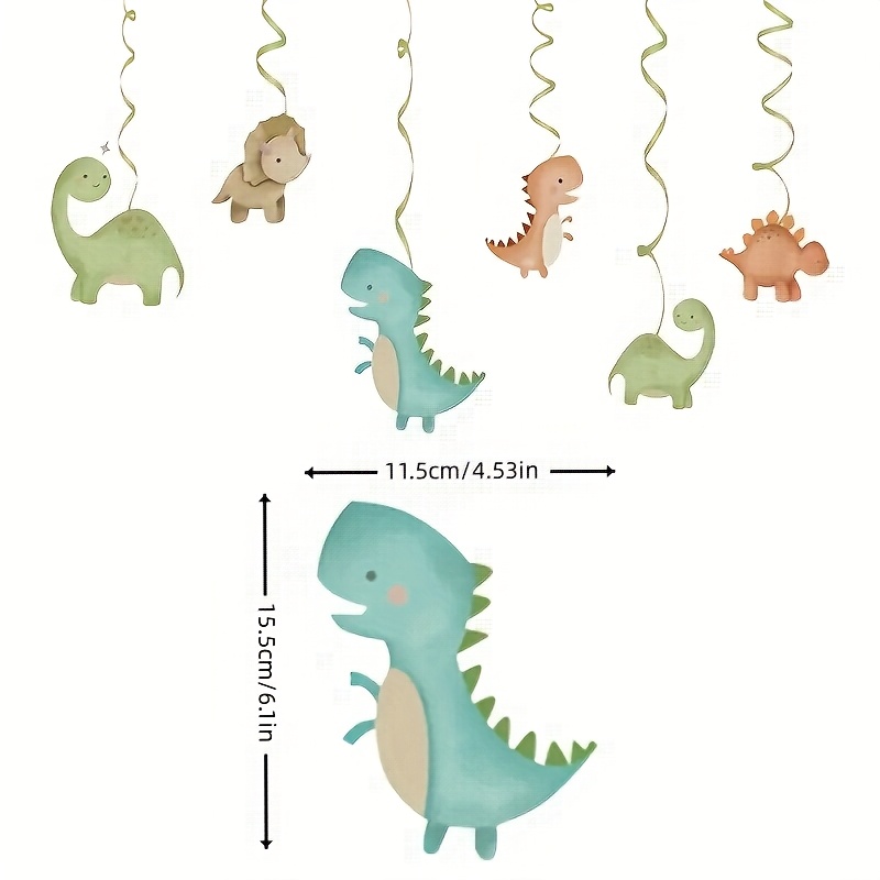 A Set Of Dinosaur Spiral Hanging Banners For Decoration, Made Of Paper, No Electricity Required, No Feathers, Suitable For Birthdays, Baptisms, And Celebrations, Perfect For