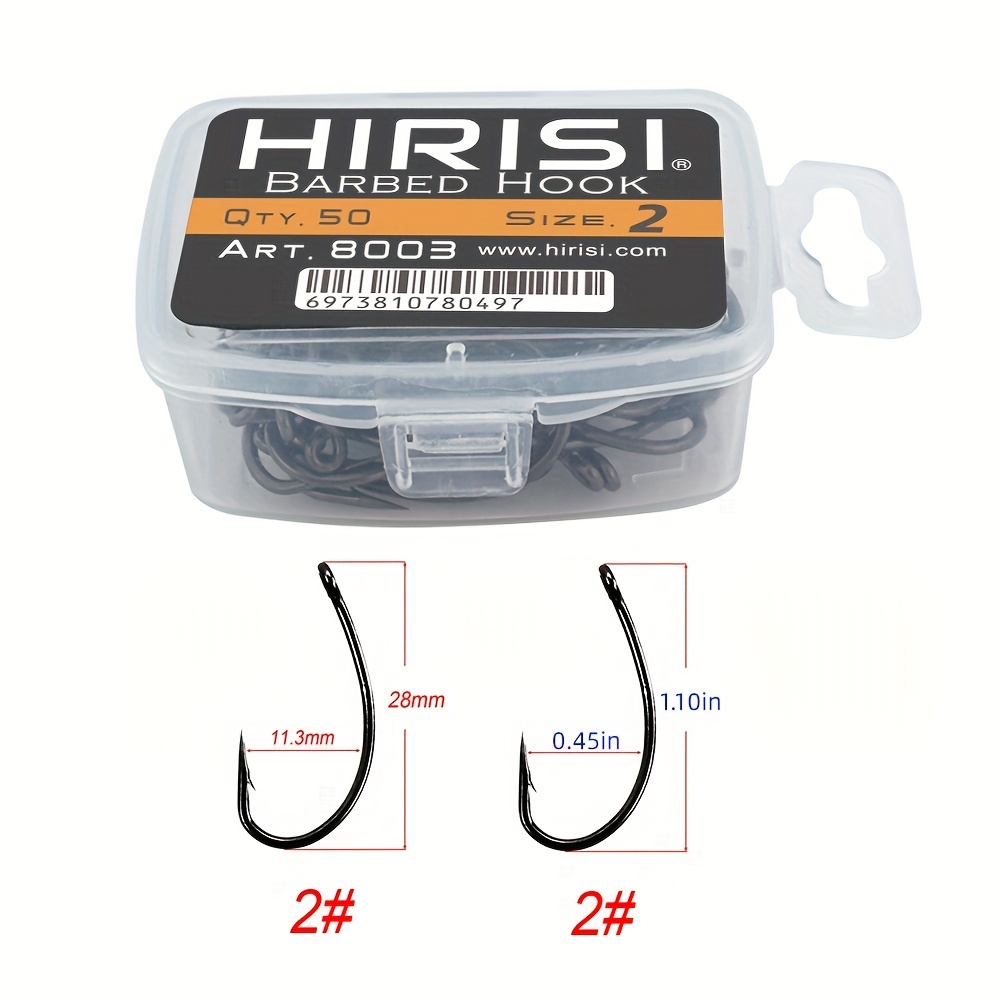 

Hirisi 50pcs Siwash Fishing Hooks Set, Barbed, High Carbon Steel, Coated For Carp Fishing With Original Retail Box, Ideal For Dragon Boat Festival - 8003 Series