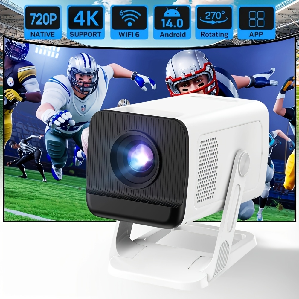 [x1ar]portable Mini Smart Projector, 14-350ansi 4k Support Native 720p Home Theater, Wifi6 & Bt 5.4, Auto Keystone Correction, 110" Screen Projection, For Movies Gaming, Compatible With Phones