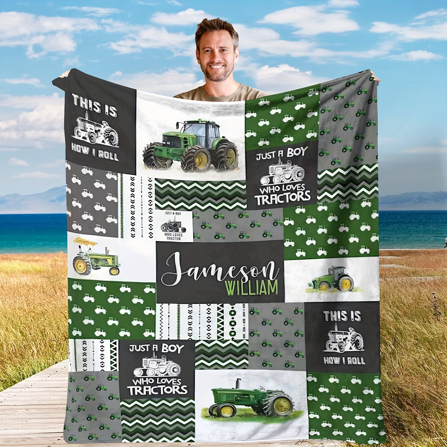 

1pc Blanket, Fleece , , & Patchwork Pattern, For ,