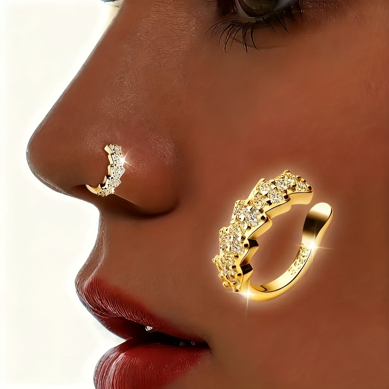 1pc womens non piercing artificial body jewelry set with synthetic cubic zirconia retro hip hop punk style diverse for nose clips and ear bone clips for parties music festivals vacations and daily life