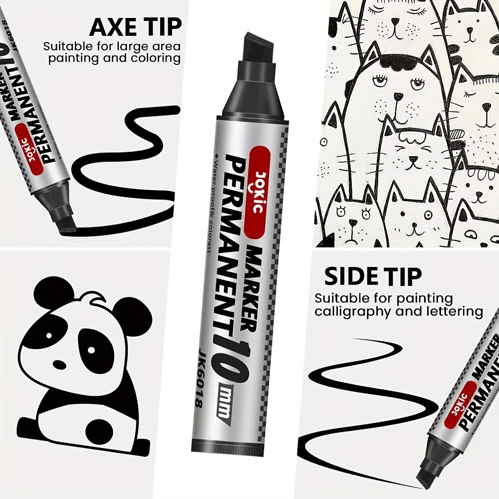 

Permanent Marker 10mm - Wide Tip, Waterproof, Suitable For Large Area Painting And Calligraphy - 3 Pen Widths Switchable