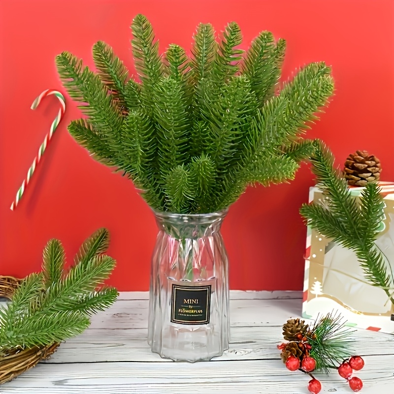TEMU 12 de Pino Artificiales - Decoraciones Navideñas - Plantas Verdes para Guirnaldas de Flores, Coronas y Decoración del Hogar - Agujas Realistas