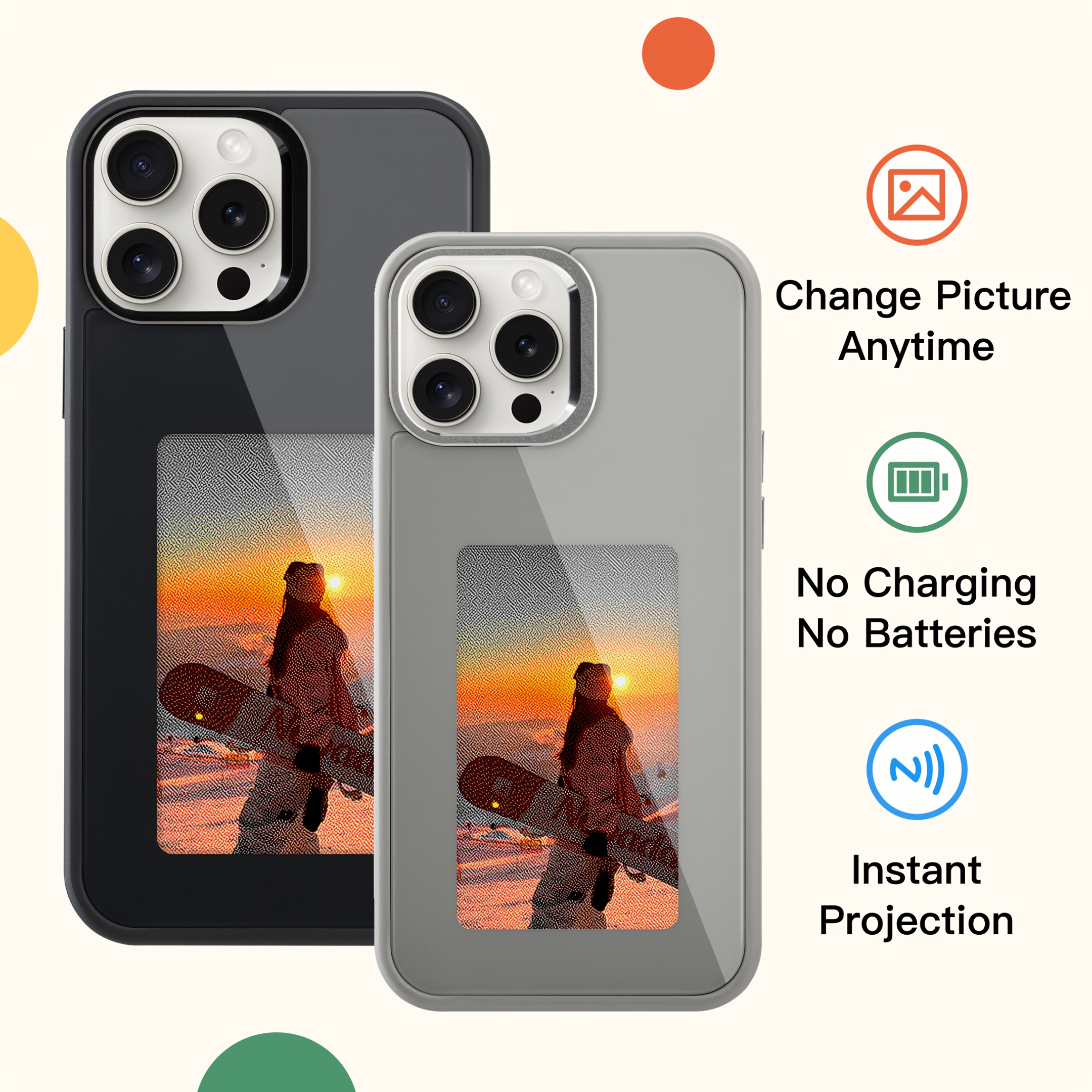 TEMU Nfc Ink Screen Mobile Phone Case, Change Photos At . Use App Diy Displayed Photos Calendar, Todo-list, Ai Generated Photos. Four-color Screens,