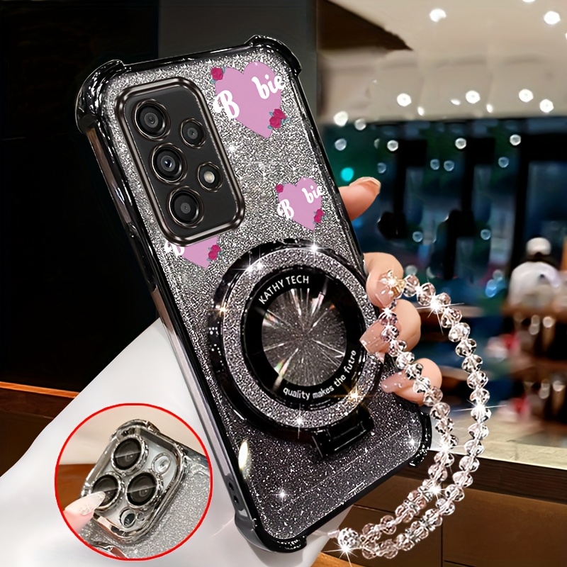 TEMU Magnetic Heart Phone Case With A Diamond Wrist Strap For Galaxy A53 5g, Providing Shockproof And Anti-knock
