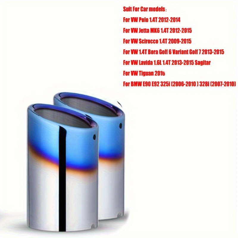 2pcs 7cm/2.76inch Large Diameter Stainless Steel Exhaust Pipe Tips - High-quality, Corrosion-resistant, , Universal Fit For Most Vehicles - Enhance Engine Performance And