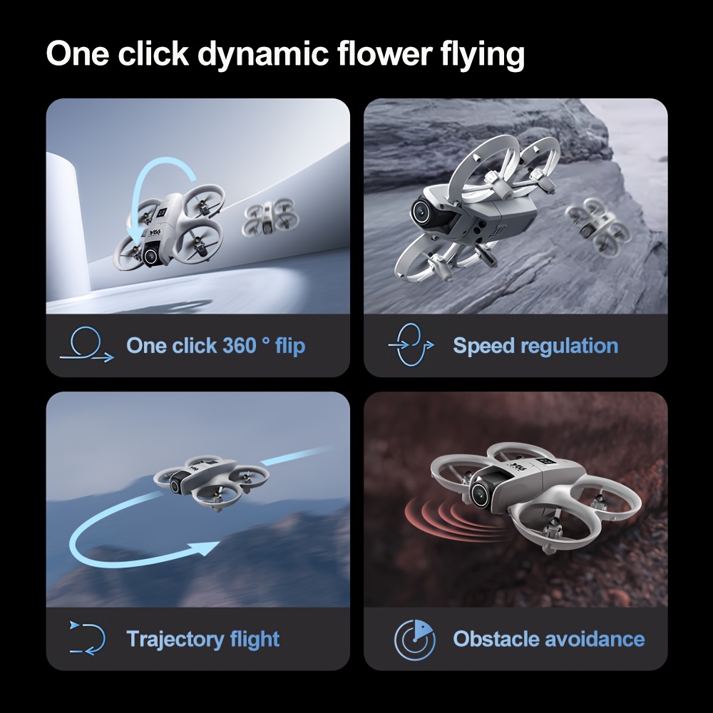Remote UAV with High-Definition ESC Dual Cameras, Intelligent Obstacle Avoidance, Optical Flow Positioning, Safety Design, 360 Flip, Foldable Design, 6-Channel Gyroscope, One-Button Calibration/ Take-Off/ Landing, Headless Mode, LED Body/ Light, Emergency Stop, Waypoint Flight, Gravity Sensor, Outdoor Quadcopter, Perfect Holiday Gift.