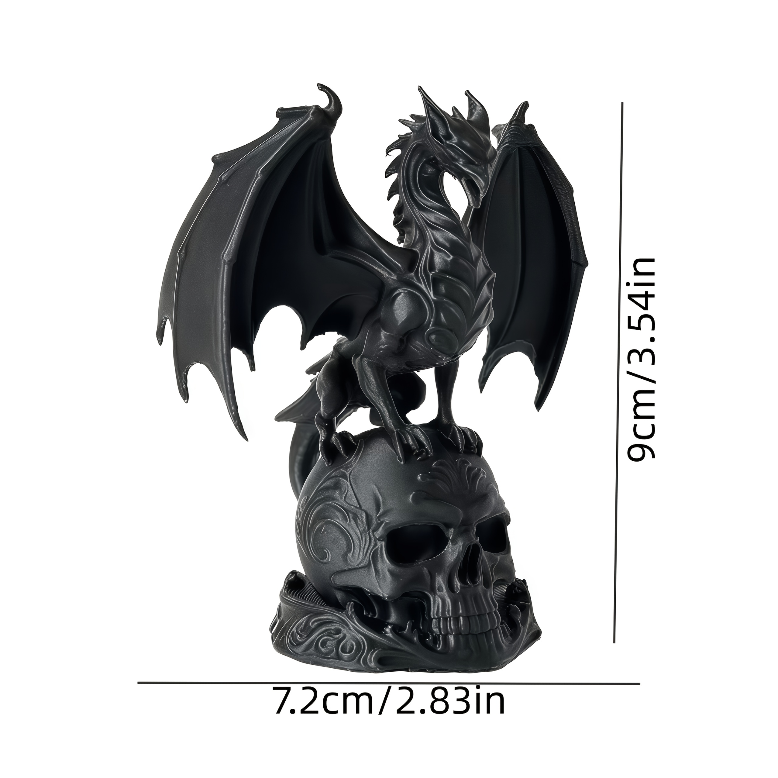 TEMU Gothic Dragon Statue On Sculpture - Black Flying Dragon Tabletop Decor Suitable For Halloween, Themed Altar, Gothic Collection, Plastic