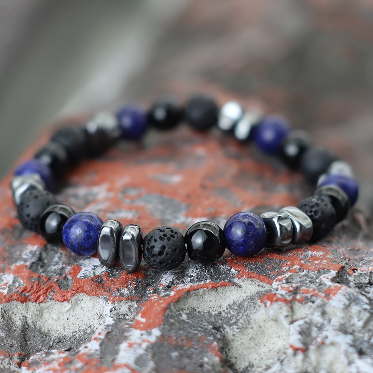 Men's Handmade Hematite Beads Bracelet, Fashion Accessory