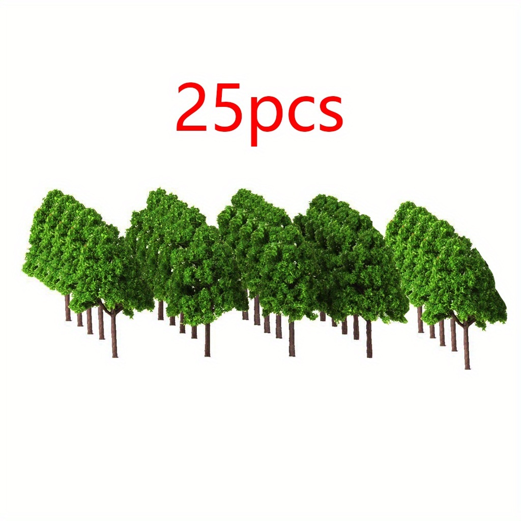 Image of 25pcs 1:150 Scale Miniature Trees Set - Light Green Plastic Model Railroad Scenery | Tabletop Home Decor For Valentine's Day/christmas/halloween/easter/hanukkah/thanksgiving