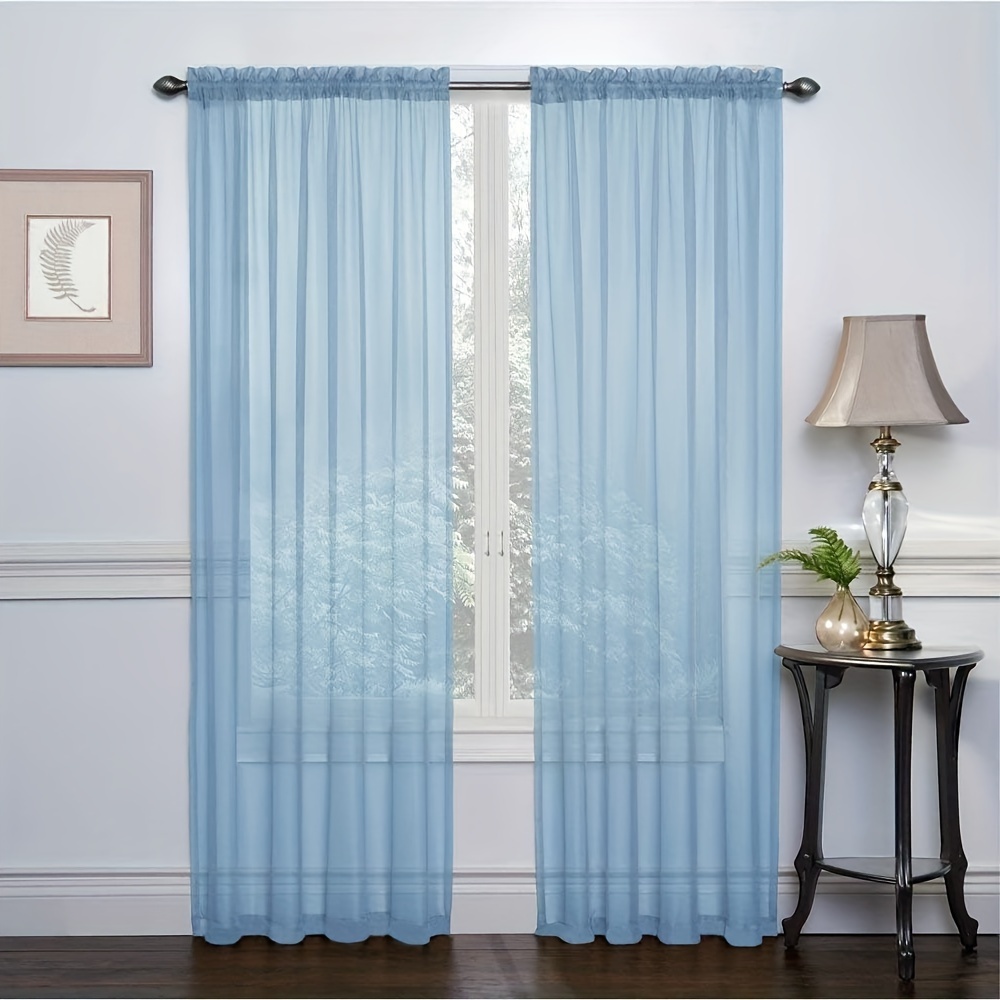 

2 Pack Sheer Curtains Set, Semi Transparent Voile Rod Pocket Sheer Window Drapes For Bedroom Bed Canopy Living Room Dining Wedding Party Backdrop, 39w X 78l Inch