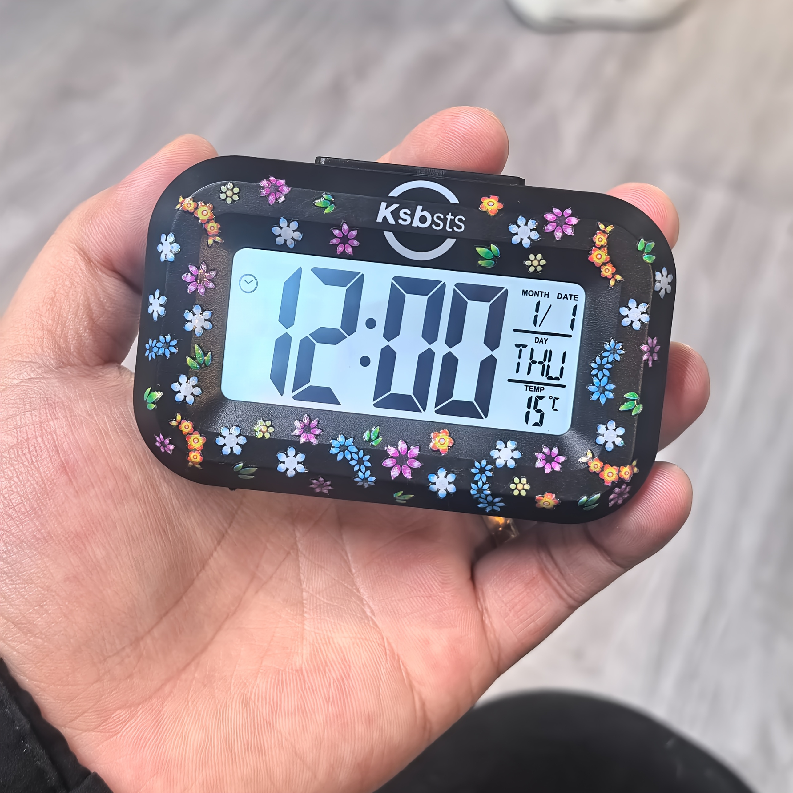 TEMU Multifunctional Alarm Clock With Night Light, Calendar, Day Of The Week, And Temperature Display, Function — Includes A Provided Small Sticker
